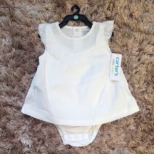 Carter's White Baby Dress with Lace Detail
